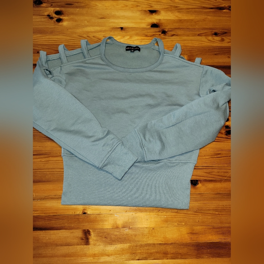 Almost Famous Blue Cut Out Sweatshirt